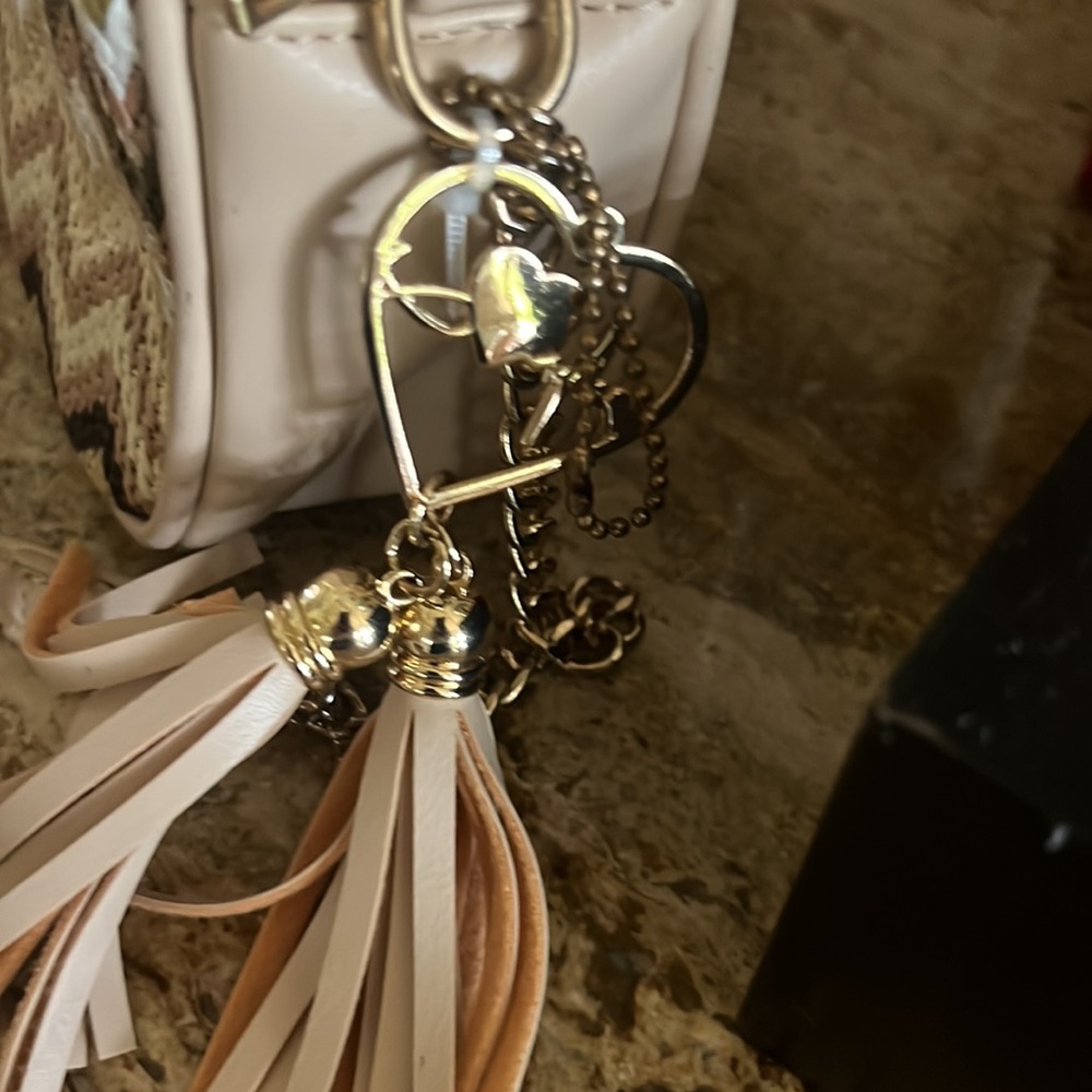 Sold Mini beige Purse, exterior pocket, fabric and leather exterior fabric - Picture 2 of 9